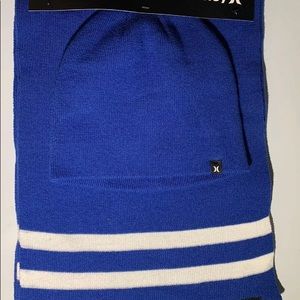 Hurley Men's Blue White Beanie and Scarf